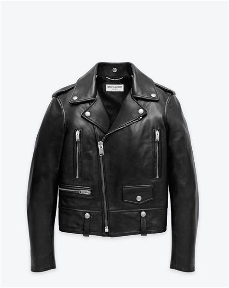 ysl biker|Biker jacket in vintage leather and shearling .